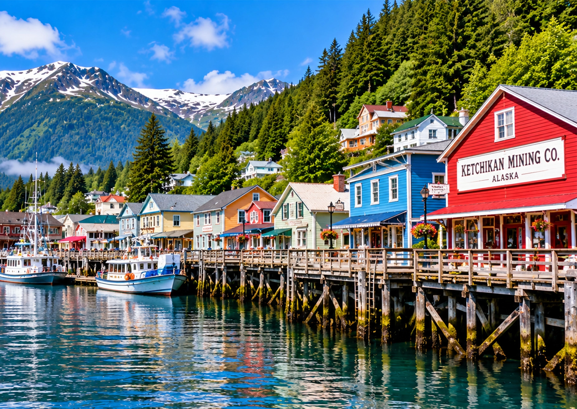 Ketchikan Alaska waterfront and scenic landscape