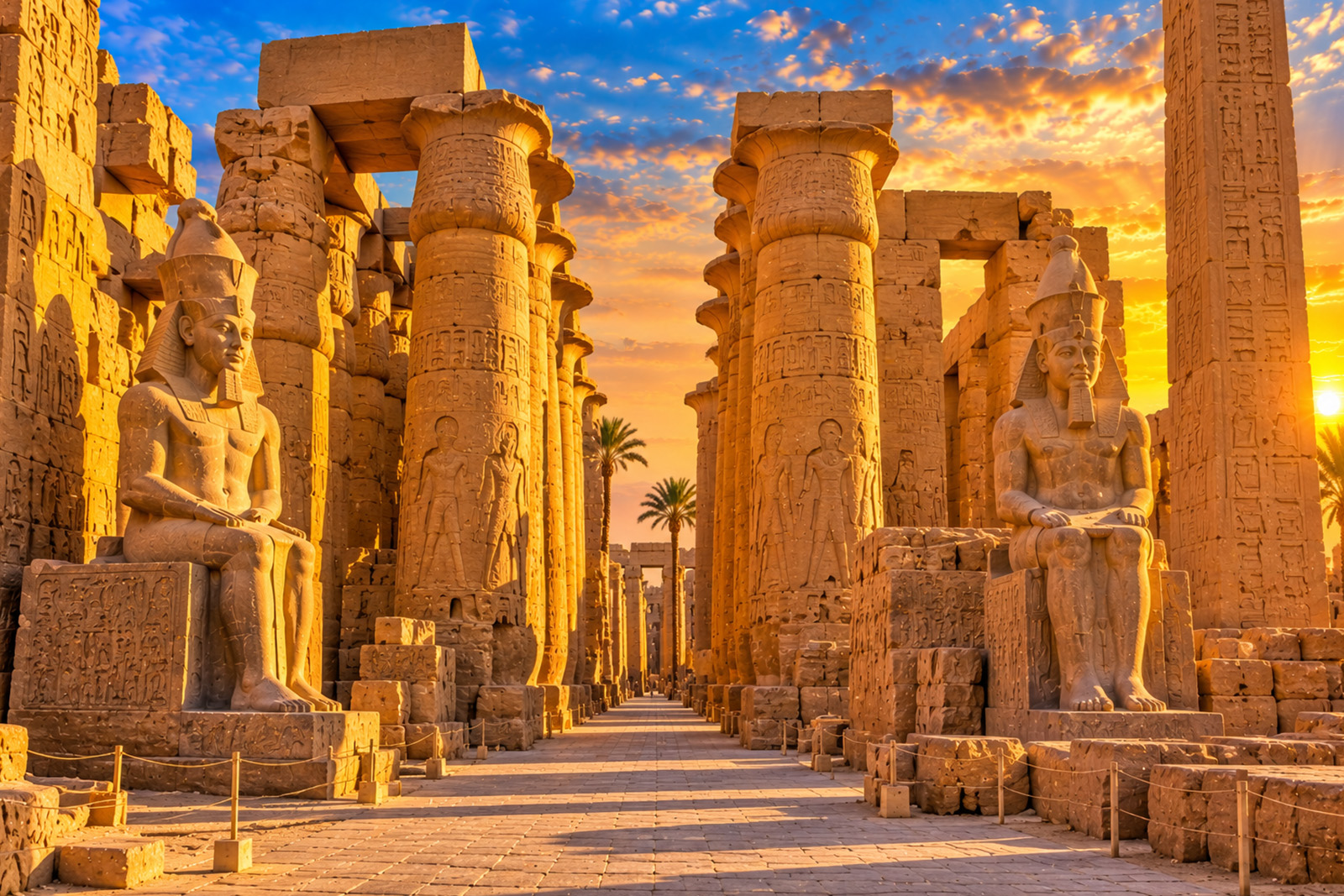 Ancient columns at Karnak Temple in Luxor Egypt