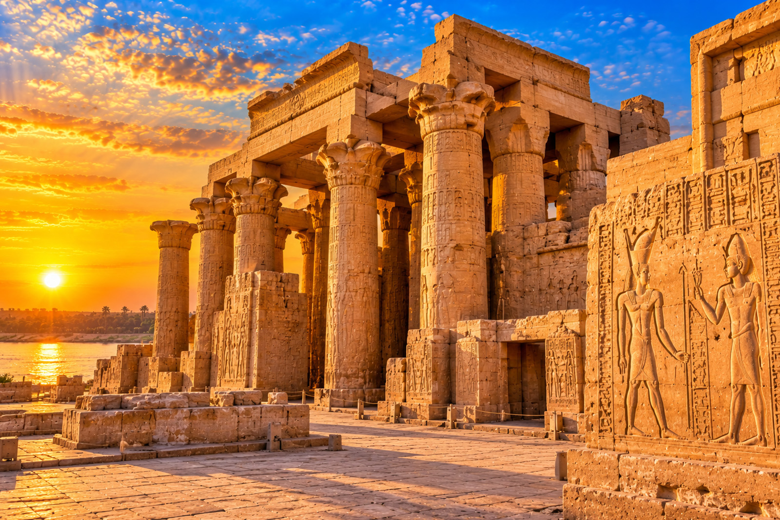 Temple of Kom Ombo beside the Nile River in Egypt