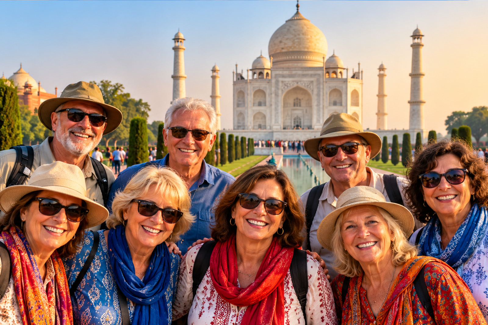 Taj Mahal in Agra India surrounded by beautiful gardens