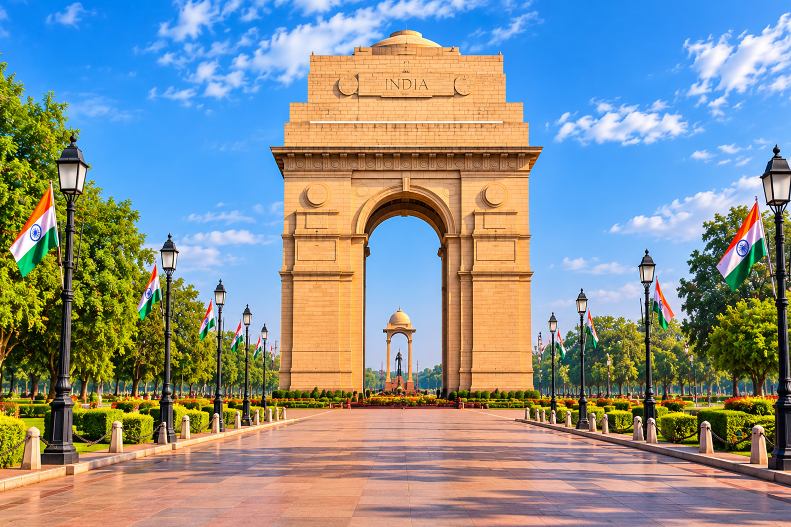 Historic architecture and colorful city scenery in Delhi India
