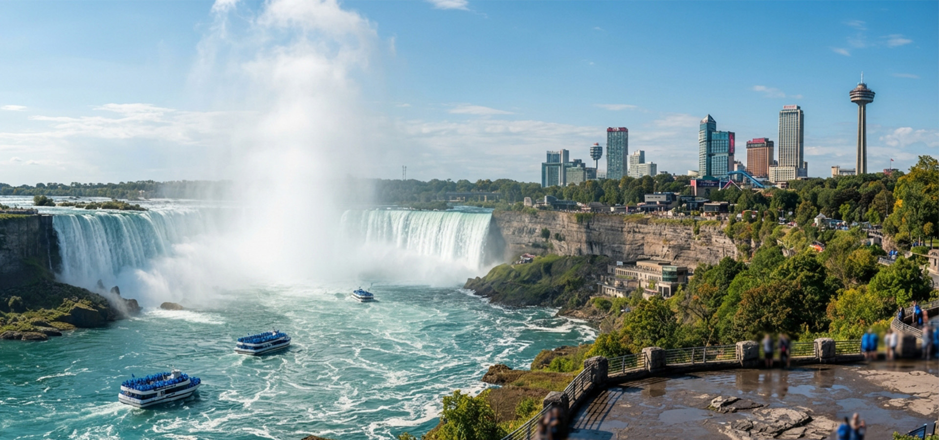 Breathtaking Niagara Falls Weekend Singles Vacation featuring Horseshoe Falls, Niagara Falls boat cruise, Journey Behind the Falls, Skylon Tower and Niagara-on-the-Lake in Ontario Canada