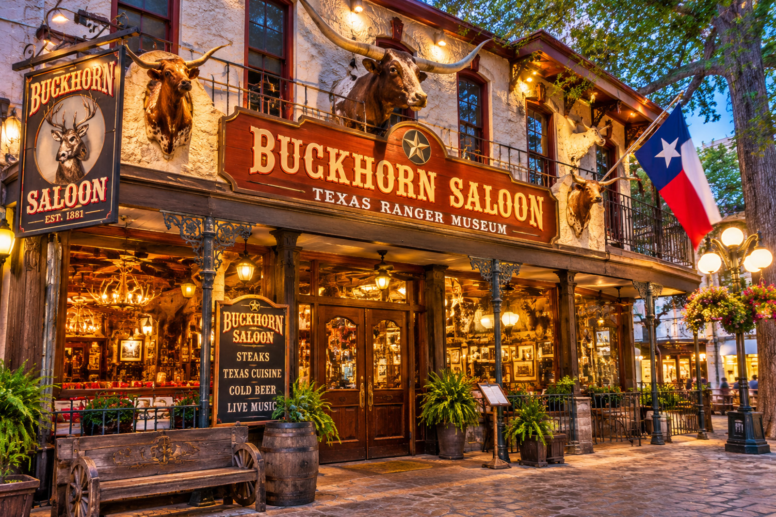 Historic Buckhorn Saloon in San Antonio Texas featuring traditional Western decor and authentic Texas heritage