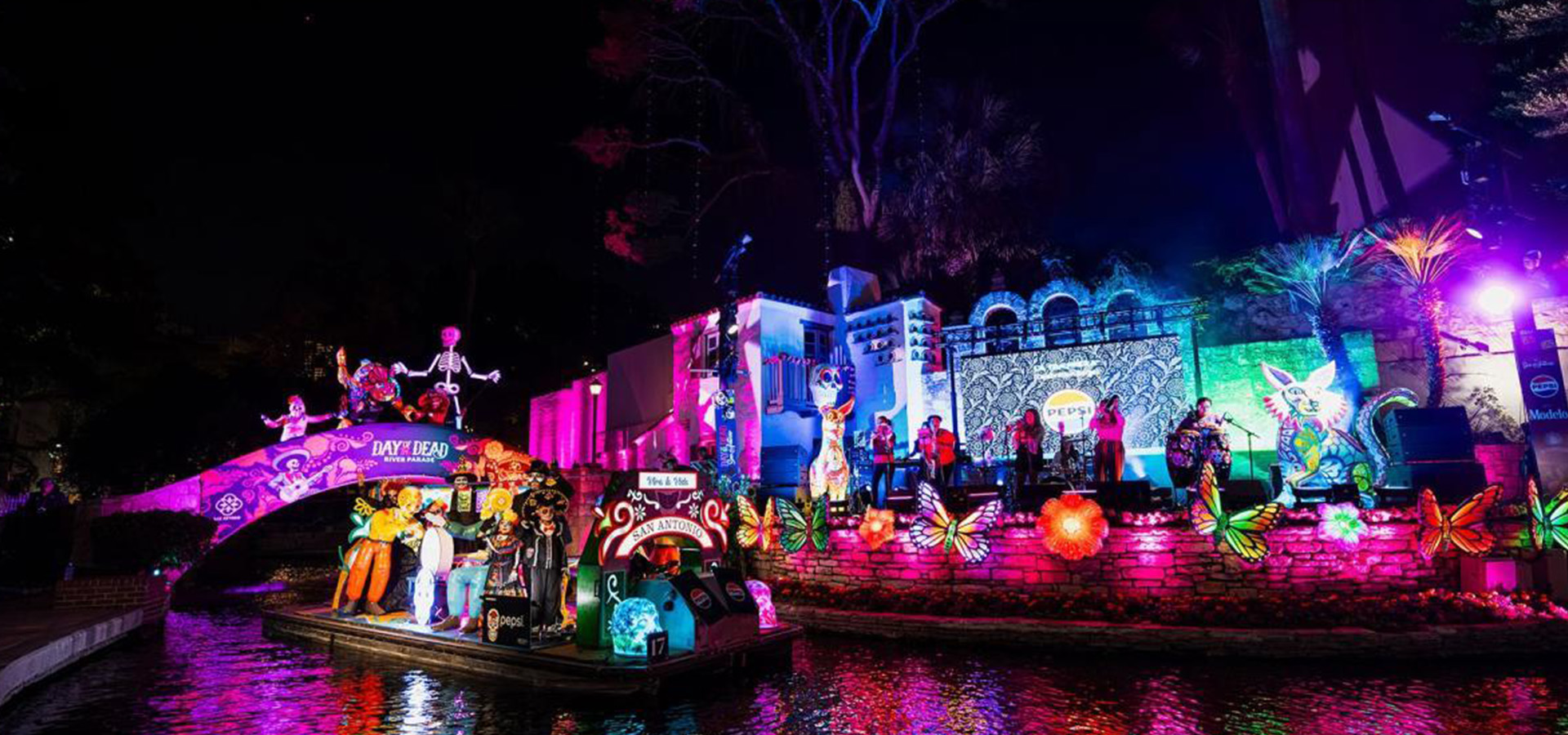 Dia de Los Muertos in San Antonio Singles Vacation featuring colorful Day of the Dead celebrations, illuminated River Walk parade, historic Alamo, Muertos Fest and Texas Hill Country