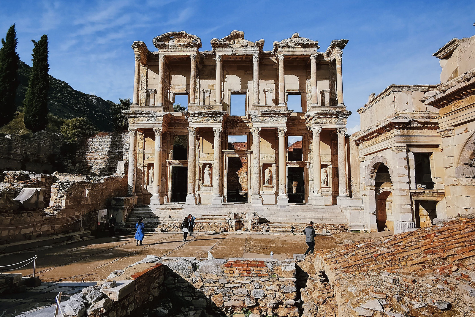 Magnificent Library of Celsus and ancient Roman ruins at Ephesus near Kusadasi Turkey